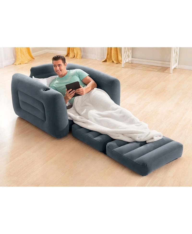 Intex Inflatable Pull Out Sofa Chair Sleeper w/ Twin Sized Air Mattress (3 Pack)