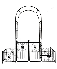 Slickblue Metal Garden Arch with Gate – 79.5'' Wide x 86.6'' High, Black Climbing Plants Support, Rose Arch for Outdoor Use