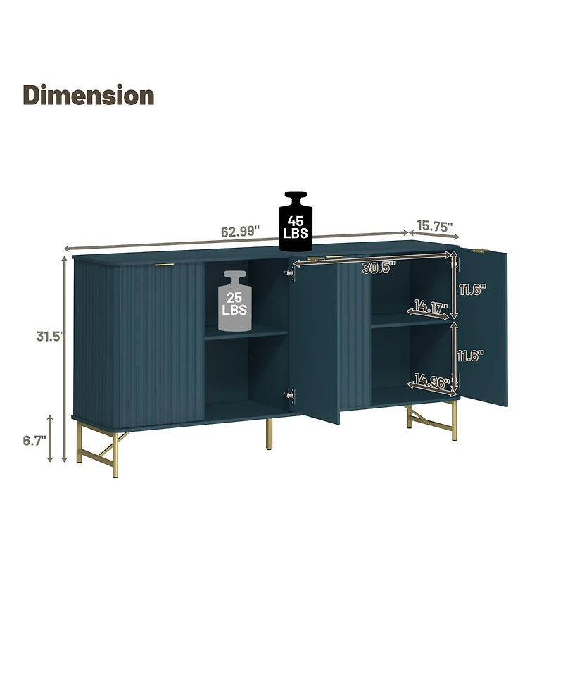 Boyel Living 4-Door Accent Cabinet Large Storage Cabinet
