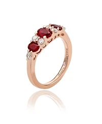 Suzy Levian Rose Sterling Silver Red White Cubic Zirconia Graduating Ring