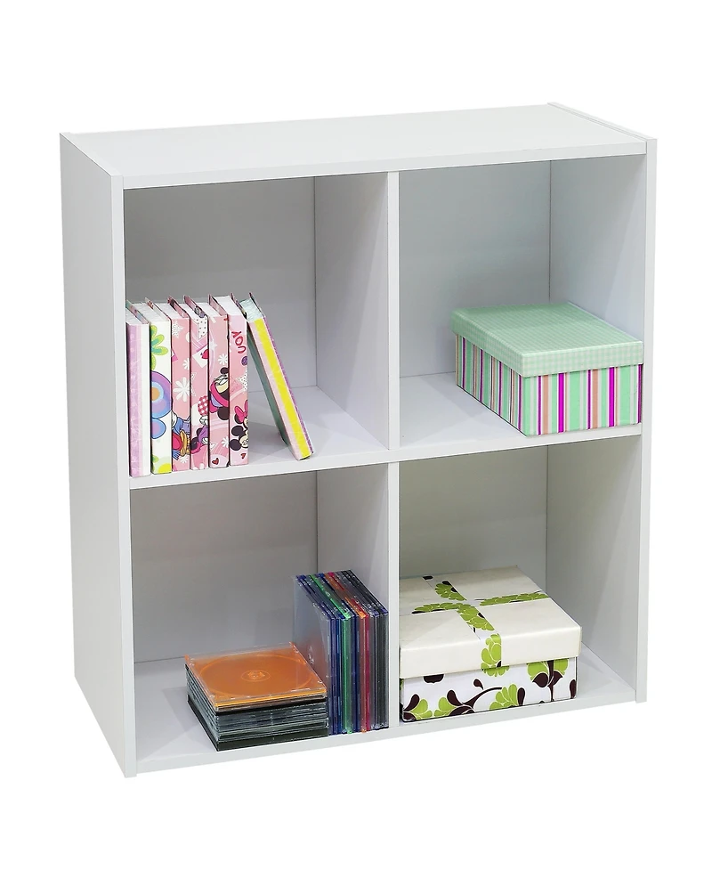 Kings Brand Furniture White Wood 4 Cube Organizer Storage Bookcase