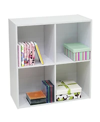 Kings Brand Furniture White Wood 4 Cube Organizer Storage Bookcase