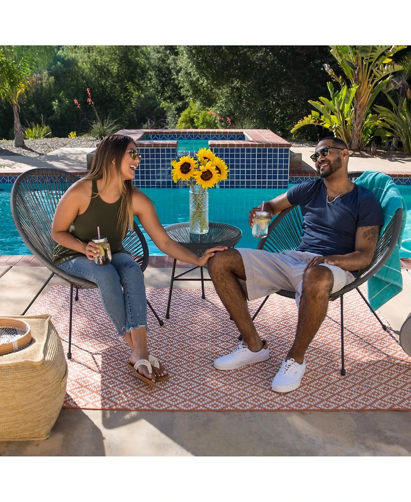 Best Choice Products 3-Piece All-Weather Patio Acapulco Bistro Furniture Set w/ Rope, Glass Top Table