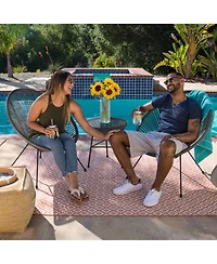 Best Choice Products 3-Piece All-Weather Patio Acapulco Bistro Furniture Set w/ Rope, Glass Top Table