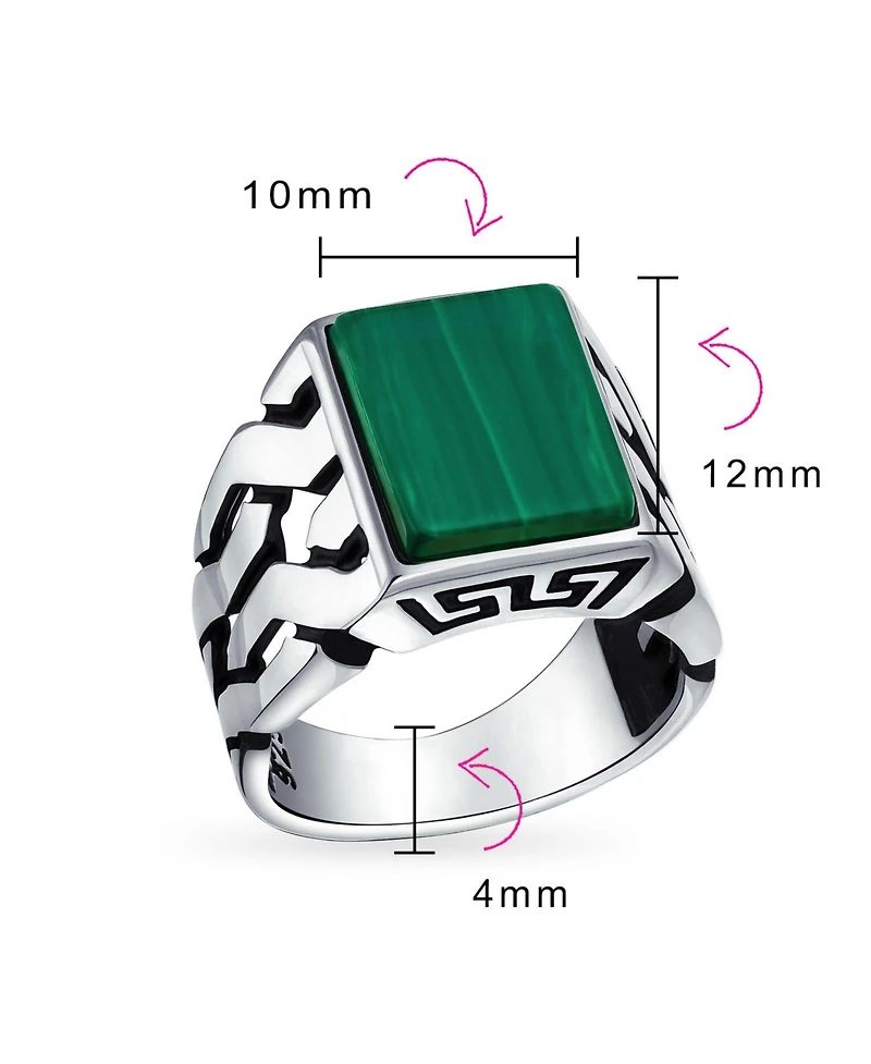 Bling Jewelry Cuban Curb Link Chain Band Rectangle Signet Ring Sterling Silver