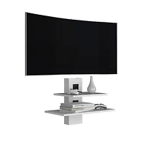 Floating Floating Shelf, Dual-Shelf Wall Unit with Cable Management