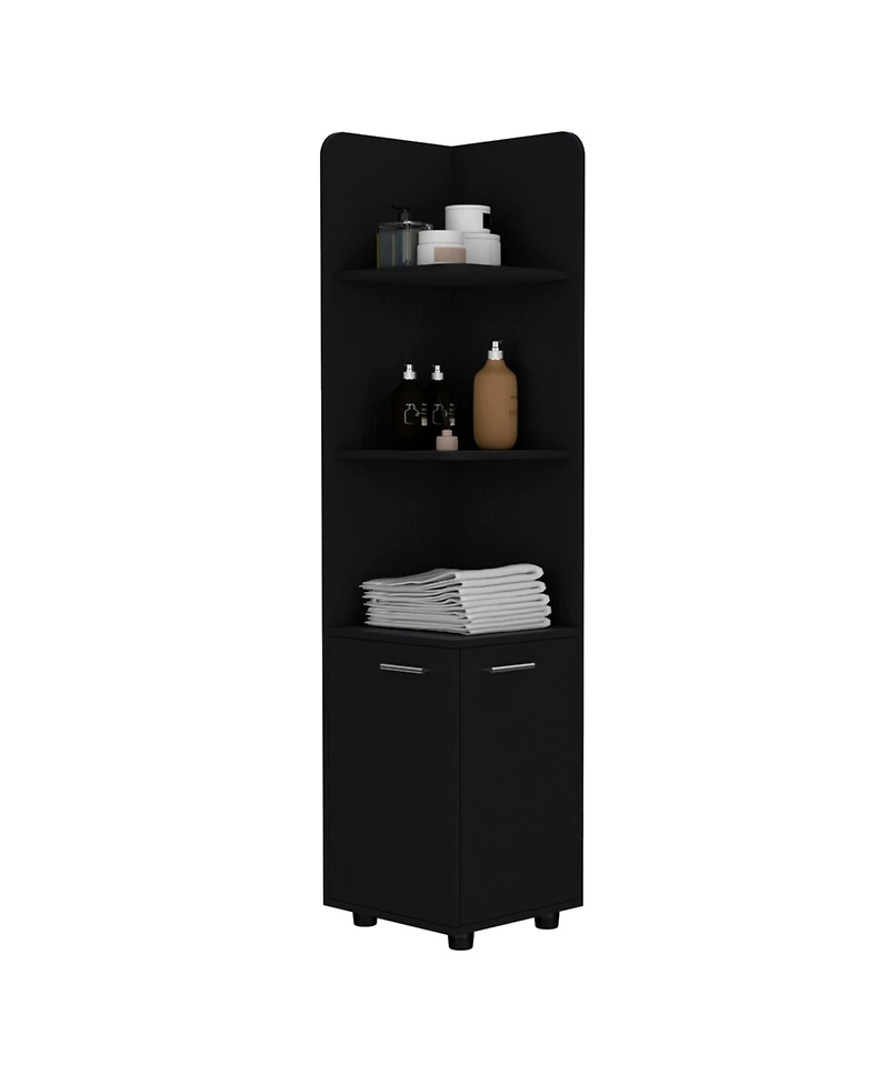 Vestal 62H" Tall Corner Cabinet with 3-Tier Shelf and 2-Door