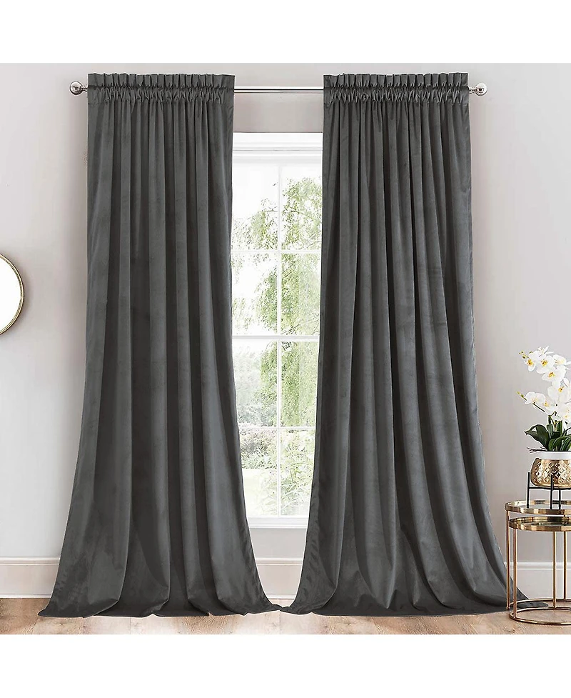 Heavyweight Velvet Curtain Rod Pocket Panels (Set of 2