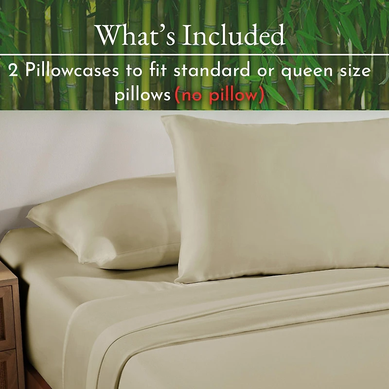 Silky Soft 100% Rayon from Bamboo Pillowcases Standard Size, Set Of 2 For Smooth Hair & Skin, Fits Queen Pillows by California Design Den