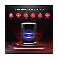 Pyle 10” Bluetooth Pa Speaker System With Rechargeable Battery, Party Lights & Fm Radio, 600 Watt