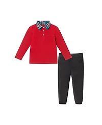Andy & Evan Little Boys Toddler/Child Red Holiday Polo Pants Set
