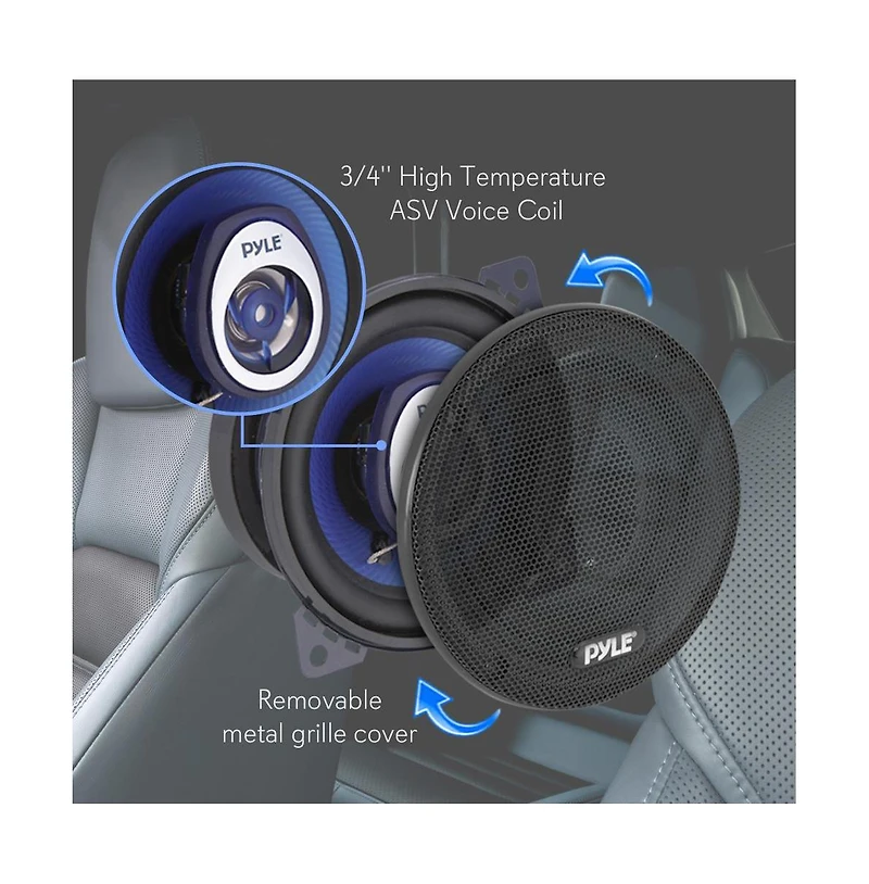 Pyle 4" Two-Way Car Speakers, 180 Watt, Blue