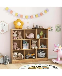 10-Cube Bookcase for Kids 41"Wooden Toy Storage Organizer Kid s Room
