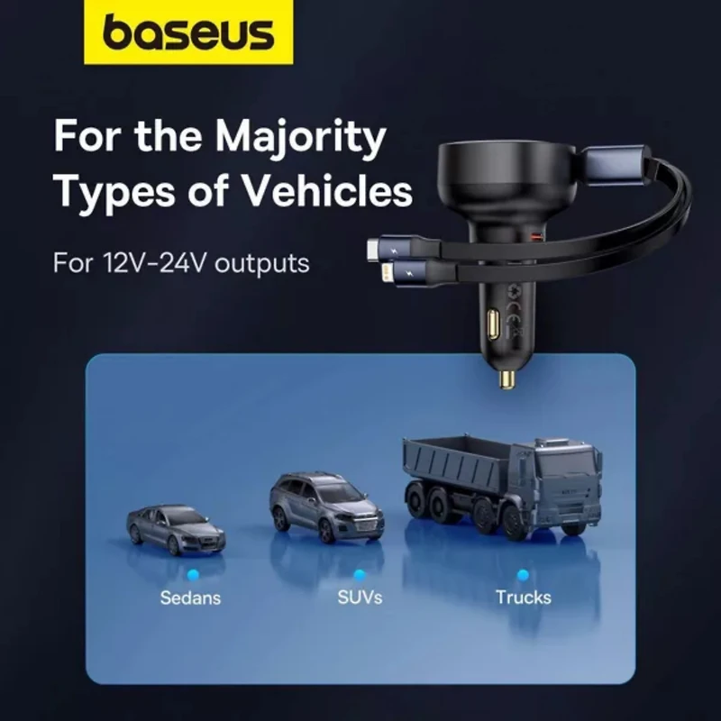 Baseus Car Charger 60W Dual Port Cigarette Lighter Car Charger