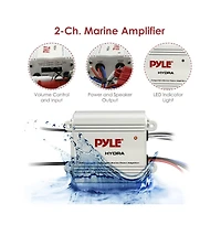 Pyle 2-Ch. Bluetooth Marine Amplifier Kit, Waterproof, 300 Watt