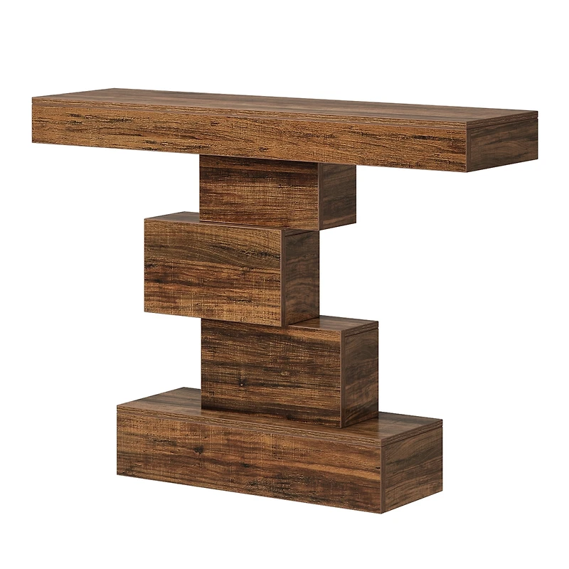 Tribesigns Farmhouse Console Table, 42.5-Inch Narrow Wood Sofa Table Behind Couch with Geometric Base, Industrial Entryway Accent Table for Living Roo
