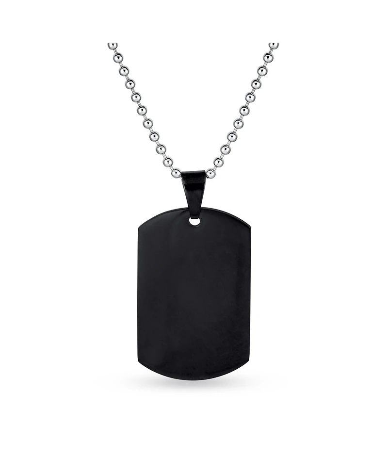 Bling Jewelry X-Large Plain Id Military Army Dog Tag Pendant Necklace Stainless Steel 24 Inch Ball Chain