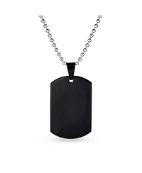 Bling Jewelry X-Large Plain Id Military Army Dog Tag Pendant Necklace Stainless Steel 24 Inch Ball Chain