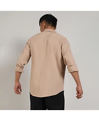 Campus Sutra Men's Beige Textured Interweave Shirt