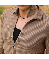 Men's Mocha Brown Hive-Textured Shirt