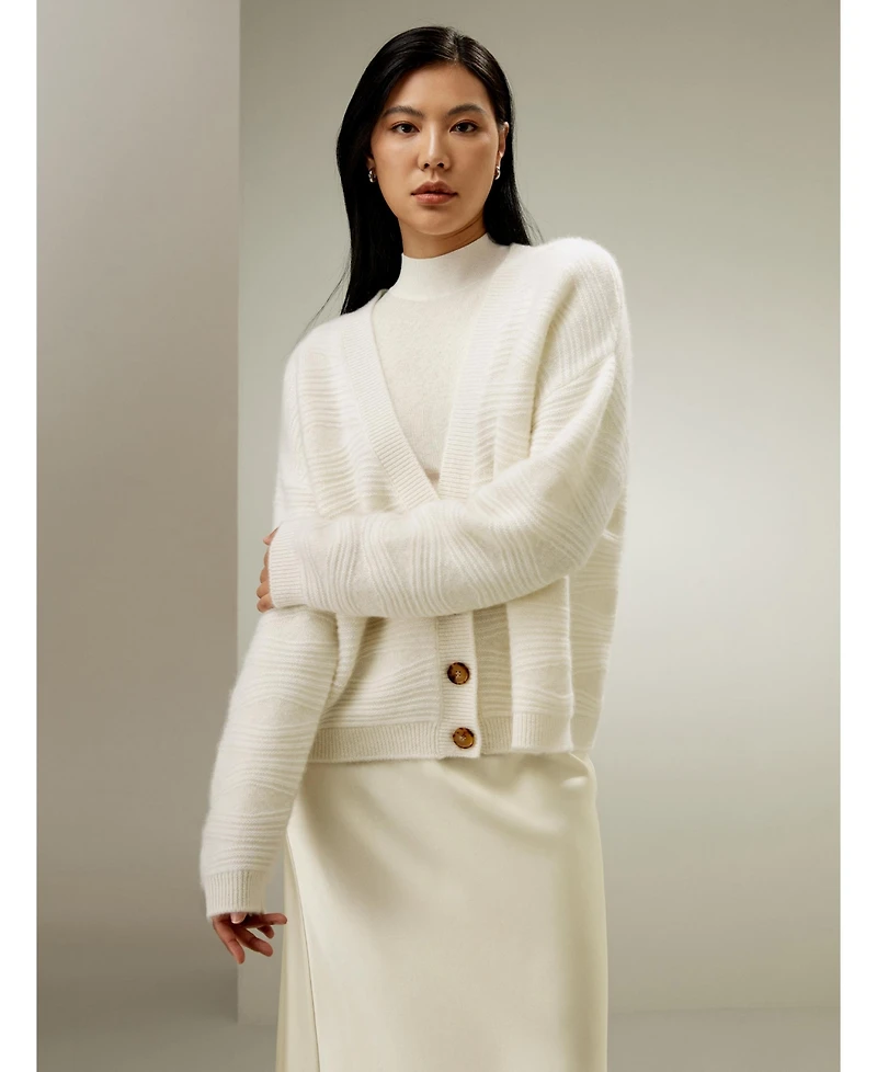 Lilysilk Women's Elegant V-Neck Cashmere Cardigan