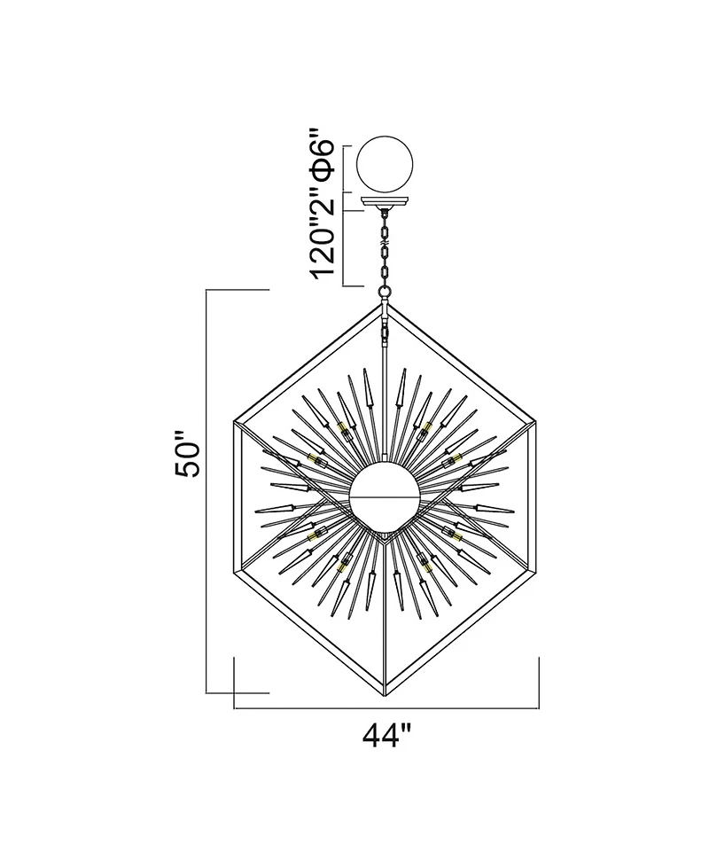 Cwi Lighting 54" Metal Starburst 20 Light Chandelier
