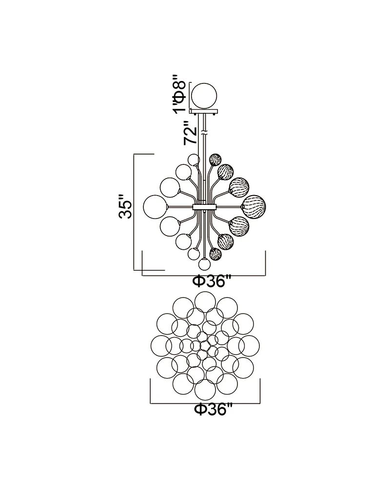 Cwi Lighting 36" Metal Pallocino 27 Light Chandelier