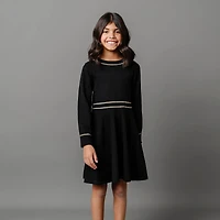 Hope & Henry Toddler Girls Long Sleeve Ruffle Collar Sweater Dress