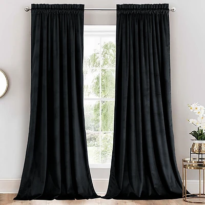 Heavyweight Velvet Curtain Rod Pocket Panels (Set of 2