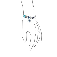 Bling Jewelry Elegant Blue Ice Snowflake Charm Bracelet with Crystal Beads and Silver Clasp
