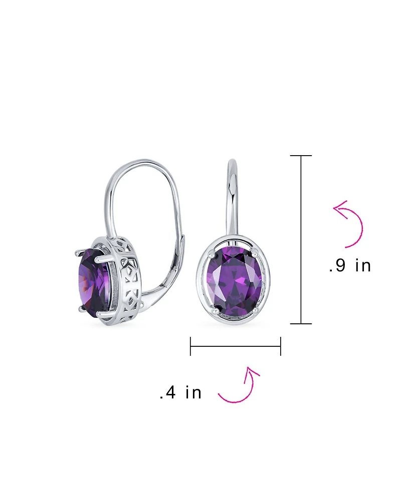 Bling Jewelry Oval Cz Drop Earrings Lever Back Sterling Silver