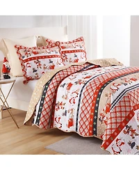 MarCielo 2 Pcs Christmas Quilt BedspreadHoliday Bedding Set Twin