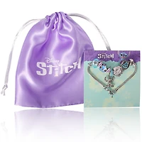 Disney Stitch Fashion 7" Charm Bracelet with Blue and Silver Tone Enamel Beads