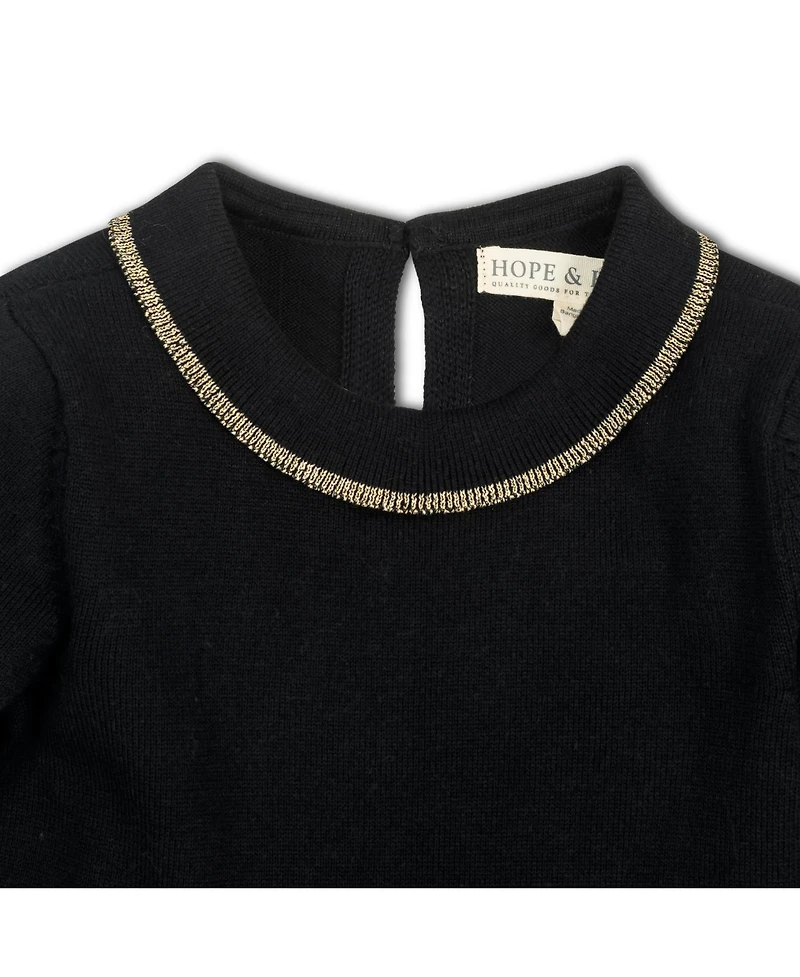 Hope & Henry Baby Girls Organic Long Sleeve Ruffle Collar Sweater Dress
