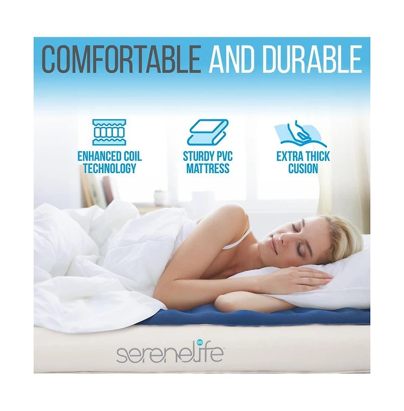 SereneLife Premium Raised Airbed With Steel Frame and Built-In Pump (Twin)
