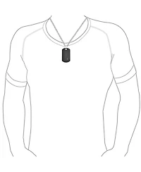 Bling Jewelry Simple Basic Black Dog Tag Pendant Necklace Cz Accent Stainless Steel 24 Inch Chain