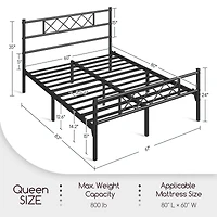 Yaheetech Simple Metal Platform Bed Frame with Slat Support