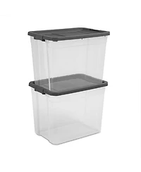 Sterilite 108 Qt. Clear Stacker Storage Container Tote w/ Latching Lid, (4 Pack)