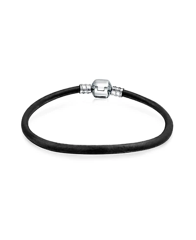 Bling Jewelry Leather Strand Bracelet Bead Charms Silver Clasp