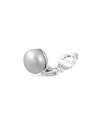 Bling Jewelry Button Style Freshwater Cultured Pearl Clip On Ball Stud Earrings Sterling Silver Non Pierced Ears