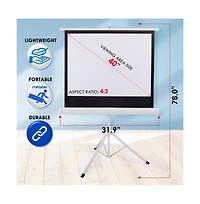 Pyle Tripod Stand Projector Screen, 40-Inch