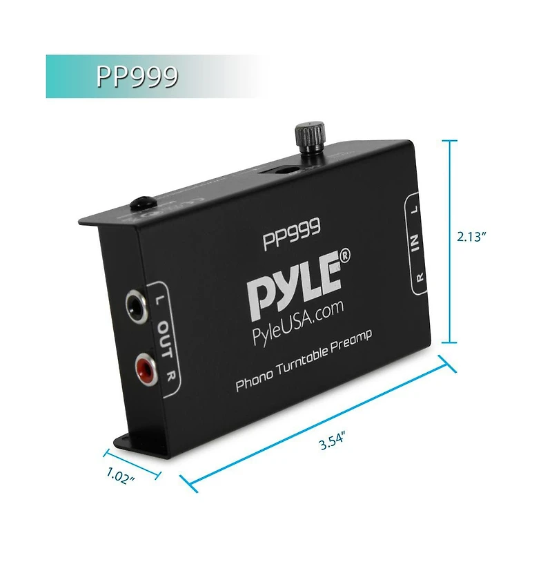 Pyle Pro Audio Phono Turntable Preamp with Ultra-Low Noise and 12-Volt Power Adapter