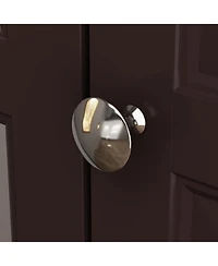 Famapy Brown Paint Big Wardrobe Armoires With Mirror,Drawers,Shelves