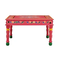 vidaXL Coffee Table Pink Hand Painted Solid Wood Mango