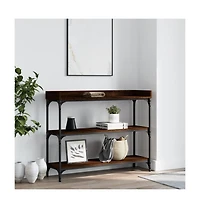 vidaXL Console Table with Shelves Brown Oak 39.4"x11.8"x31.5"