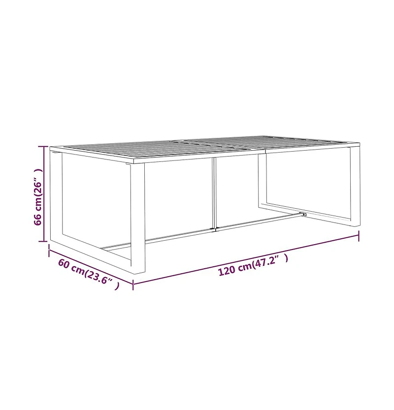 vidaXL Patio Dining Table Anthracite 47.2"x23.6"x26" Aluminum