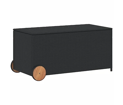 Garden Storage Box with Wheels Black 50.2 Gal Poly Rattan