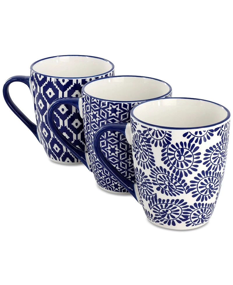 Elama Stoneware Assorted Mugs, Set of 6
