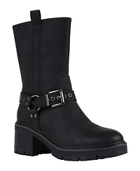 Gc Shoes Women's Knox Buckle Lug Sole Block Heel Mid Calf Boots