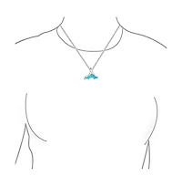 Bling Jewelry Nautical Blue Inlay Created Opal Fish Fin Whale Tail Pendant Necklace .925 Sterling Silver